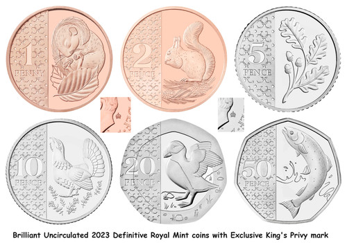 2023 10p 20p 50p coin - 1p, 5p