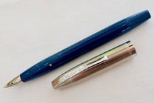 SHEAFFER IMPERIAL II TOUCHDOWN FOUNTAIN PEN BLUE WITH STAINLESS CAP F/ SERVICED