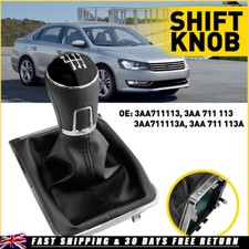 6 Speed Gear Shift Knob + Gaiter Frame for VW PASSAT B7 2011-2014 Chrome/Black