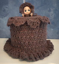Handmade Crochet Baby Doll Toilet Roll Cover in Purple