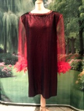 Drag Queen Red SHORT dress, + Turban Red feather 18/20