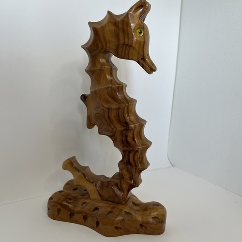 Hand carved wooden seahorse - wooden,