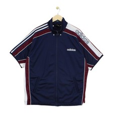 Vintage Adidas Basketball Track Jacket Mens Size L Blue Short Sleeve 90s Retro