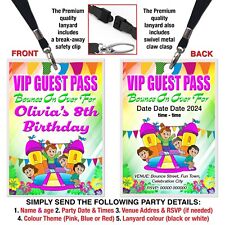 BOUNCY CASTLE LANYARD VIP PASS, Bounce Birthday Party Invitation, Personalised