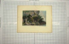 Original Old Antique Print
