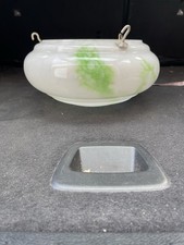 Vintage White and green Marbled Glass 1930s/40s Pendant Shade Fly Catcher