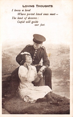World war romatic postcard - war,