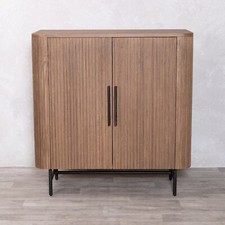 OAK BAR UNIT CONTEMPORARY RIBBED WOODEN HOME CABINET TWO COLOURS AVAILABLE
