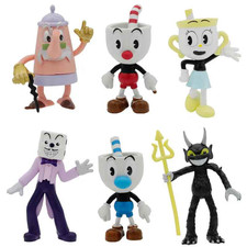 9-10Cm 6Pcs/Lot Cuphead Mugman the Chalice PVC Action Figure Model Toys Cute Car