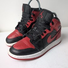 Junior Air Jordan 1 Mid Banned 2020 GS Teens Bred Black Red Size UK 4