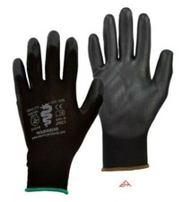 Warrior Black PU Grip Palm Builders Work Gloves M L XL - Pack Size 1/2/6/12/24
