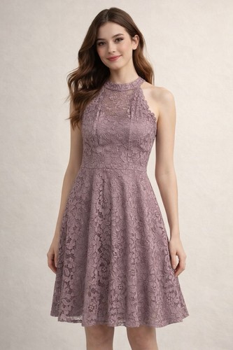 Eliza mauve lace midi dress - j,