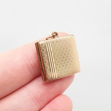Antique Rolled Gold Square Locket Art Deco Necklace Pendant Gold Filled