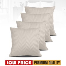 Pack of 4 Velvet Cushion Covers 18"x18" Quilted Cushions Decorative Sofa Throw