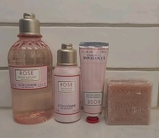 L'Occitane Rose SET - Shower Gel, Body Lotion, Hand Cream, Bonne Mer Bar (B3-J9)