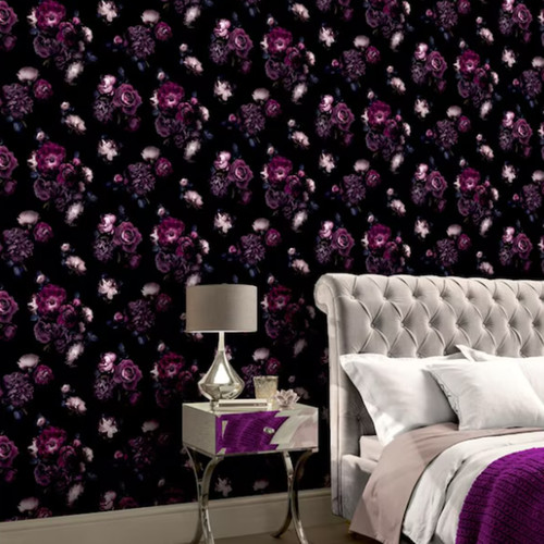 Purple plum floral wallpaper - purple,