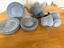 22pc Grindley Blue Petal Ware Tea Set