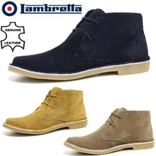 Mens Lambretta Leather Desert Boots Casual Retro Walking Chukka Lace Ankle Shoes