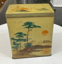 Vintage Deco Original Old Tea Tin Hudson Scott & Sons Japanese Oriental Birds