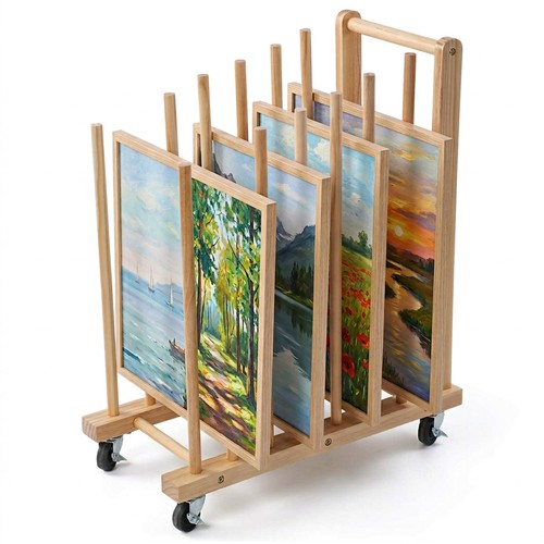 Wooden art storage rack with - storage,