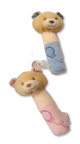 Teddy squeaky baby rattle soft - teddy,
