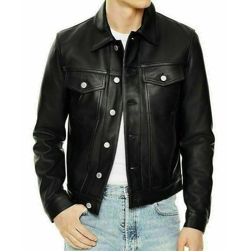 Men genuine lambskin leather - lambskin,