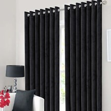 Thick Thermal Velvet Blackout Curtains Eyelet Ring Top Fully Lined Ready Made UK