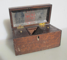 Victorian Wooden Box Antique Old Wood Inlay Vintage Tea Caddie Oriental Asian