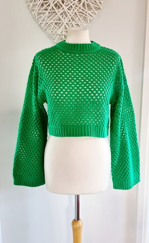 Ladies green open knit - green,