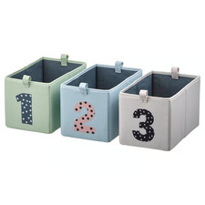 IKEA BARNDRÖM Storage Box Set of 3  Green Blue Beige Organiser Bins for Kids
