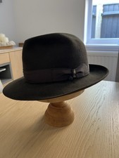 Borsalino Dark Grey/Black Fur Felt Fedora Size 59 cm