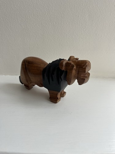 Hand carved wooden lion - wooden,