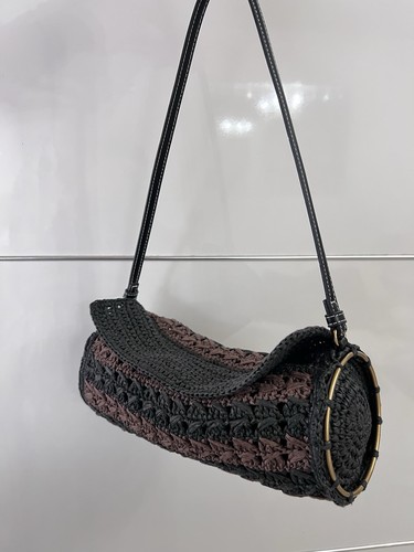 Zara brown black round woven - zara,