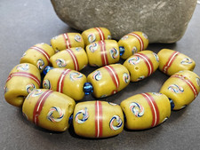 Rare Matched Venetian trade bead muddy yellow oval eye stripe vintage/ antique