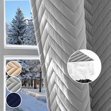 Winter Quilted Curtains Heavy Duty Blackout Curtains Window Thermal Drapes UK