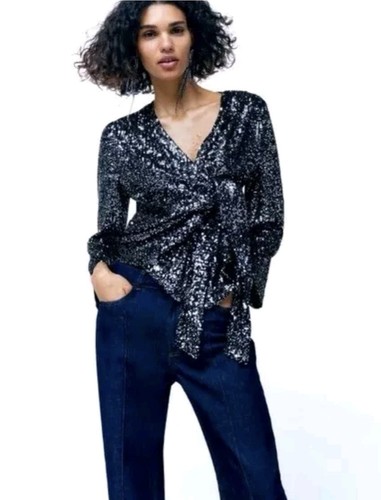 Zara sequin tie top size - sequin,