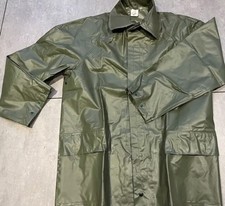 Waterproof Rain Jacket Rubber Ex Military Olive Green NBC (Hood) Pockets VGC m 