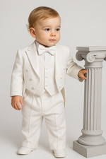 Baby Boys 5 Piece Ivory Tuxedo Tail Suit Page Boy Outfit in Cream 3 M to 6 YRS