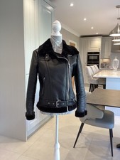 NWOT Topshop Petite Black Faux Biker Jacket Size U.K. 6