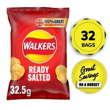 Walkers Crisps Ready Salted Lunch Snack Pack of 32 x 32.5g