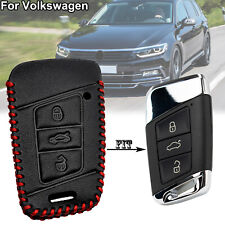 Leather Key Cover Remote Fob Case For VW Passat B8 For Skoda Kodiaq Keyring