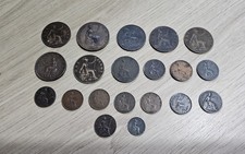 GB, COPPER & BRONZE PENNY, HALF PENNY & FARTHING COINS , MIXED MONARCHS, JOB LOT