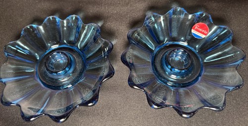 Pair vintage fostoria blue - of,