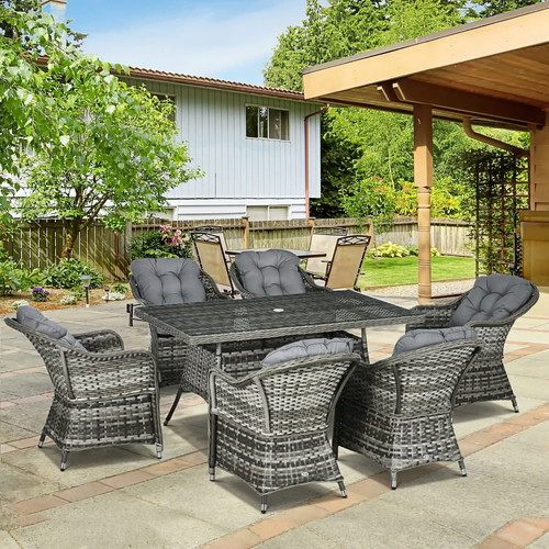 Rattan garden dining set large - garden,