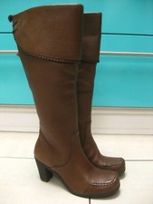 CLARKS real LEATHER BOOTS 5 38 brown OPHELIA knee high heel riding military