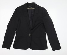Promod Women's Black Blazer Size 12: Elegant Mid-Length Jacket
