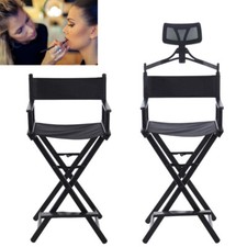 Portable Tall Aluminum Folding Artist Directors Makeup Chair W/No Headrest Black