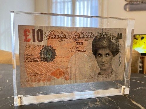Banksy faced tenner with - banksy,