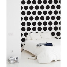 Polka Dot Dots Pattern Modern Black Dots Pattern Black and White Wall Mural