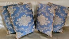 Vintage 4 House Of Fraser Feather Blue Baroque Gold Trim Cushions 13.5 X 19.0